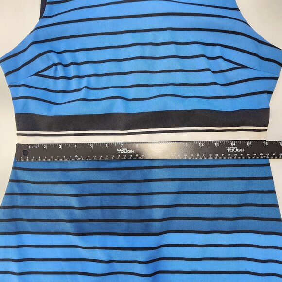 Pim + Larkin Sleeveless Sheath Dress M Blue Striped Back Zip Lined Office Bold - Picture 7 of 11
